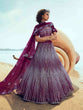 Load image into Gallery viewer, Designer Purple Soft Net Semi Stitched Lehenga With  Unstitched Blouse Clothsvilla