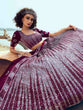 Load image into Gallery viewer, Designer Purple Soft Net Semi Stitched Lehenga With  Unstitched Blouse Clothsvilla