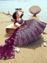 Load image into Gallery viewer, Designer Purple Soft Net Semi Stitched Lehenga With  Unstitched Blouse Clothsvilla