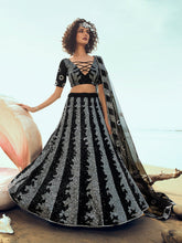 Load image into Gallery viewer, Desingner Black Sequins Semi Stitched Lehenga With  Unstitched Blouse Clothsvilla