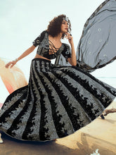 Load image into Gallery viewer, Desingner Black Sequins Semi Stitched Lehenga With  Unstitched Blouse Clothsvilla