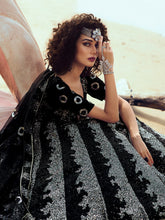 Load image into Gallery viewer, Desingner Black Sequins Semi Stitched Lehenga With  Unstitched Blouse Clothsvilla