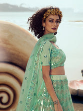 Load image into Gallery viewer, Green Elegant Semi Stitched Lehenga With  Unstitched Blouse Clothsvilla