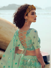 Load image into Gallery viewer, Green Elegant Semi Stitched Lehenga With  Unstitched Blouse Clothsvilla