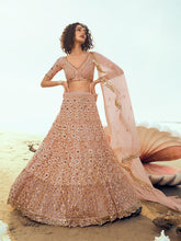 Load image into Gallery viewer, Peach Classy Semi Stitched Lehenga With  Unstitched Blouse Clothsvilla