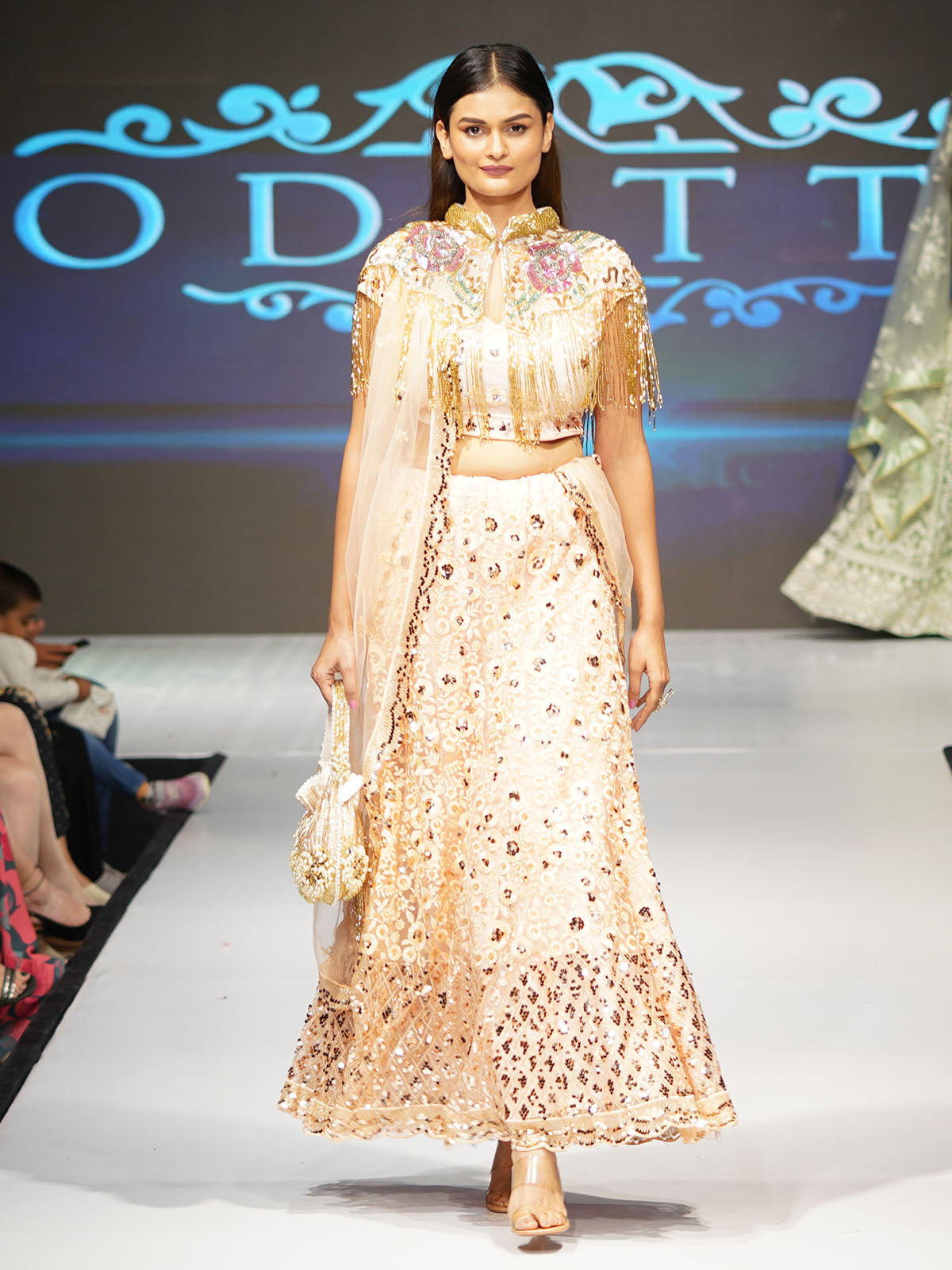 Peach Classy Semi Stitched Lehenga With  Unstitched Blouse Clothsvilla