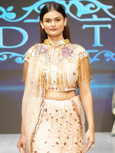 Load image into Gallery viewer, Peach Classy Semi Stitched Lehenga With  Unstitched Blouse Clothsvilla