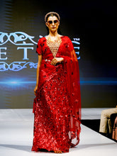 Load image into Gallery viewer, Red Soft Net Sequins Semi Stitched Lehenga With  Unstitched Blouse Clothsvilla