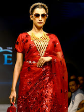 Load image into Gallery viewer, Red Soft Net Sequins Semi Stitched Lehenga With  Unstitched Blouse Clothsvilla