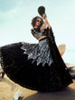 Load image into Gallery viewer, Black Classy Semi Stitched Lehenga With  Unstitched Blouse Clothsvilla