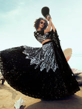 Load image into Gallery viewer, Black Classy Semi Stitched Lehenga With  Unstitched Blouse Clothsvilla