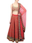 Red Embroidered Art Silk Semi Stitched Lehenga With Unstitched Blouse Clothsvilla