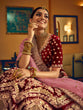 Load image into Gallery viewer, Maroon Velvet Semi Stitched Lehenga With  Unstitched Blouse Clothsvilla