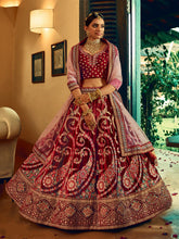 Load image into Gallery viewer, Fancy Maroon  Semi Stitched Lehenga With  Unstitched Blouse Clothsvilla