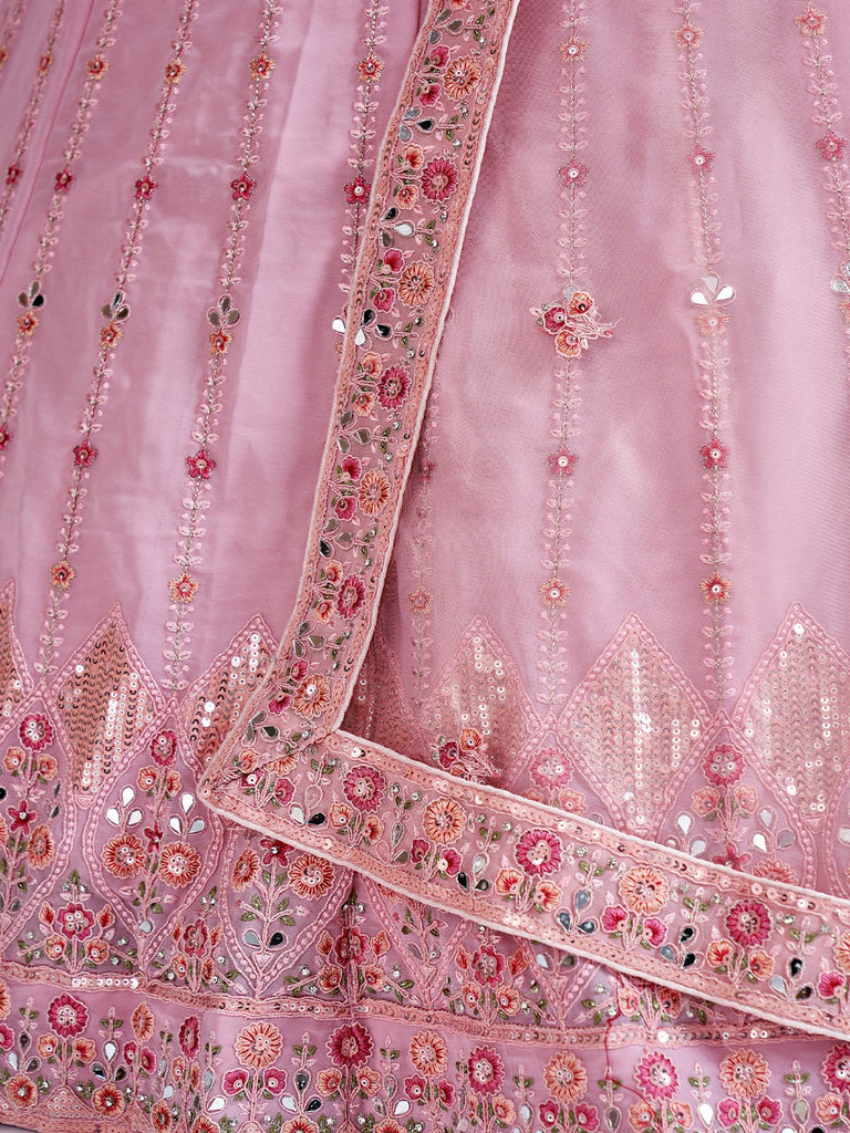 Beautiful Pink Georgette Semi Stitched Lehenga With Unstitched Blouse Clothsvilla