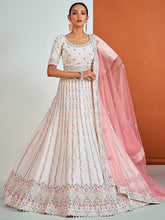 Load image into Gallery viewer, Modren White Georgette Semi Stitched Lehenga With Unstitched Blouse Clothsvilla