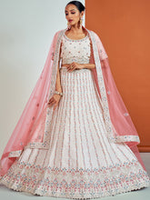 Load image into Gallery viewer, Modren White Georgette Semi Stitched Lehenga With Unstitched Blouse Clothsvilla