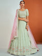 Load image into Gallery viewer, Designer Sea Green Georgette Semi Stitched Lehenga With Unstitched Blouse Clothsvilla