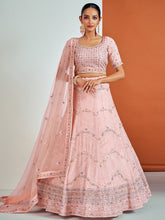 Load image into Gallery viewer, Stunning Pink Georgette Semi Stitched Lehenga With Unstitched Blouse Clothsvilla