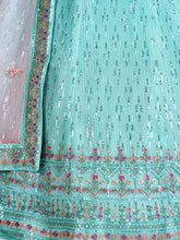 Load image into Gallery viewer, Classic Blue Georgette Semi Stitched Lehenga With Unstitched Blouse Clothsvilla