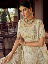 Load image into Gallery viewer, Apricot Embroidered Georgette Semi Stitched Lehenga With Unstitched Blouse Clothsvilla