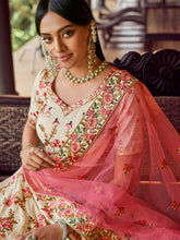Load image into Gallery viewer, Apricot Swarovski Embroidered Semi Stitched Lehenga With Unstitched Blouse Clothsvilla