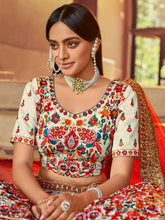 Load image into Gallery viewer, Multicolor Embroidered Art Silk Semi Stitched Lehenga With Unstitched Blouse Clothsvilla