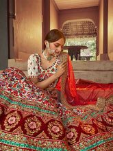 Load image into Gallery viewer, Multicolor Embroidered Art Silk Semi Stitched Lehenga With Unstitched Blouse Clothsvilla