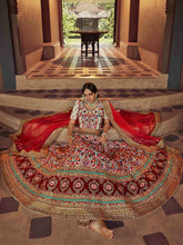 Load image into Gallery viewer, Multicolor Embroidered Art Silk Semi Stitched Lehenga With Unstitched Blouse Clothsvilla