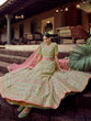 Load image into Gallery viewer, Green Embroidered Organza Semi Stitched Lehenga With Unstitched Blouse Clothsvilla