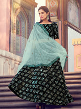 Load image into Gallery viewer, Black Elegant Semi Stitched Lehenga With  Unstitched Blouse Clothsvilla