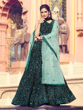 Load image into Gallery viewer, Green Classy Semi Stitched Lehenga With  Unstitched Blouse Clothsvilla