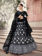 Load image into Gallery viewer, Black Designer Sequins Semi Stitched Lehenga With  Unstitched Blouse Clothsvilla