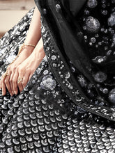 Load image into Gallery viewer, Black Designer Sequins Semi Stitched Lehenga With  Unstitched Blouse Clothsvilla