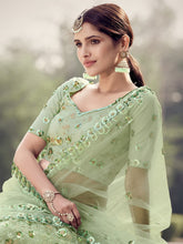 Load image into Gallery viewer, Green Sequins  Sassy Semi Stitched Lehenga With  Unstitched Blouse Clothsvilla