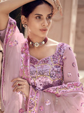 Load image into Gallery viewer, Classy Pink Soft Net Semi Stitched Lehenga With  Unstitched Blouse Clothsvilla