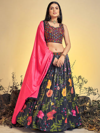 Stunning Black Art Silk Sequins Work Stitched Lehenga Choli Set Clothsvilla