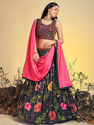Stunning Black Art Silk Sequins Work Stitched Lehenga Choli Set Clothsvilla
