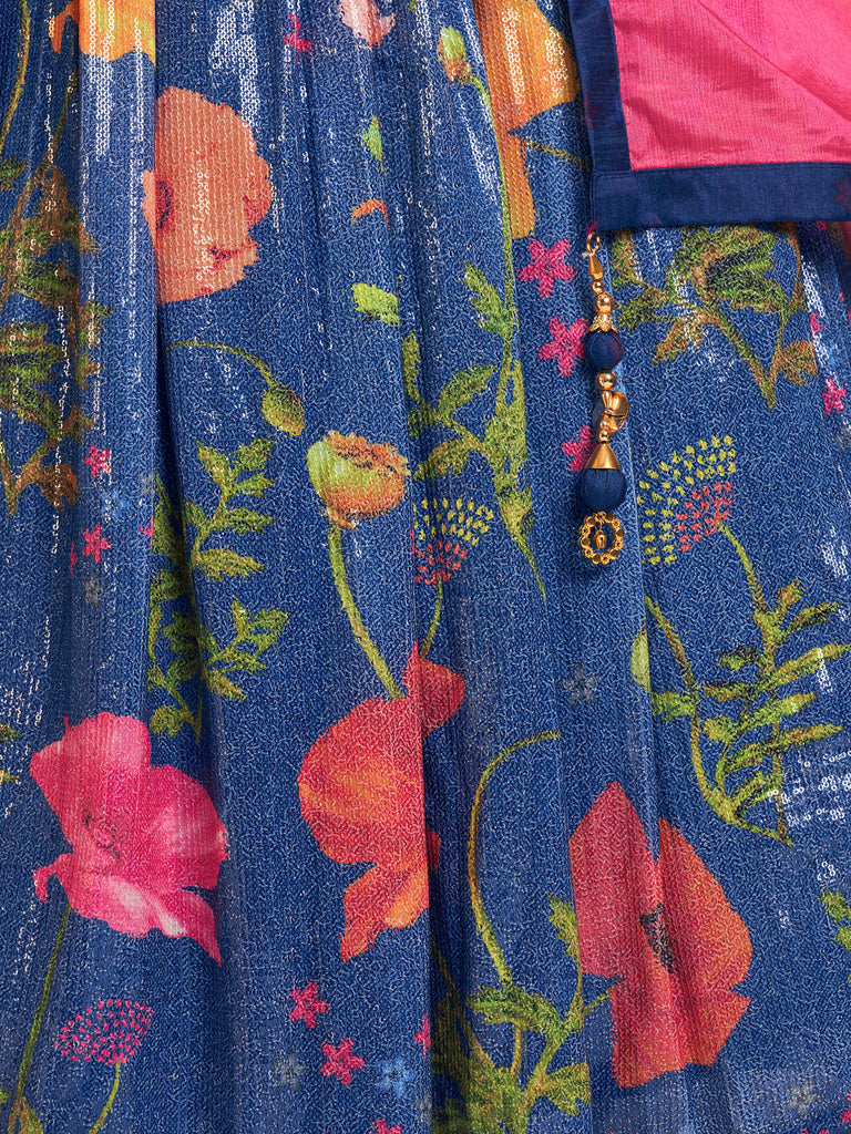 Classic Navy Blue Art Silk Sequins Work Stitched Lehenga Choli Set Clothsvilla