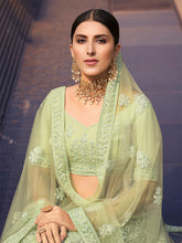 Load image into Gallery viewer, Green Sequins  Sassy Semi Stitched Lehenga With  Unstitched Blouse Clothsvilla