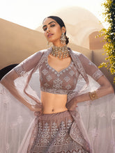 Load image into Gallery viewer, Mauve Sequins  Sassy Semi Stitched Lehenga With  Unstitched Blouse Clothsvilla