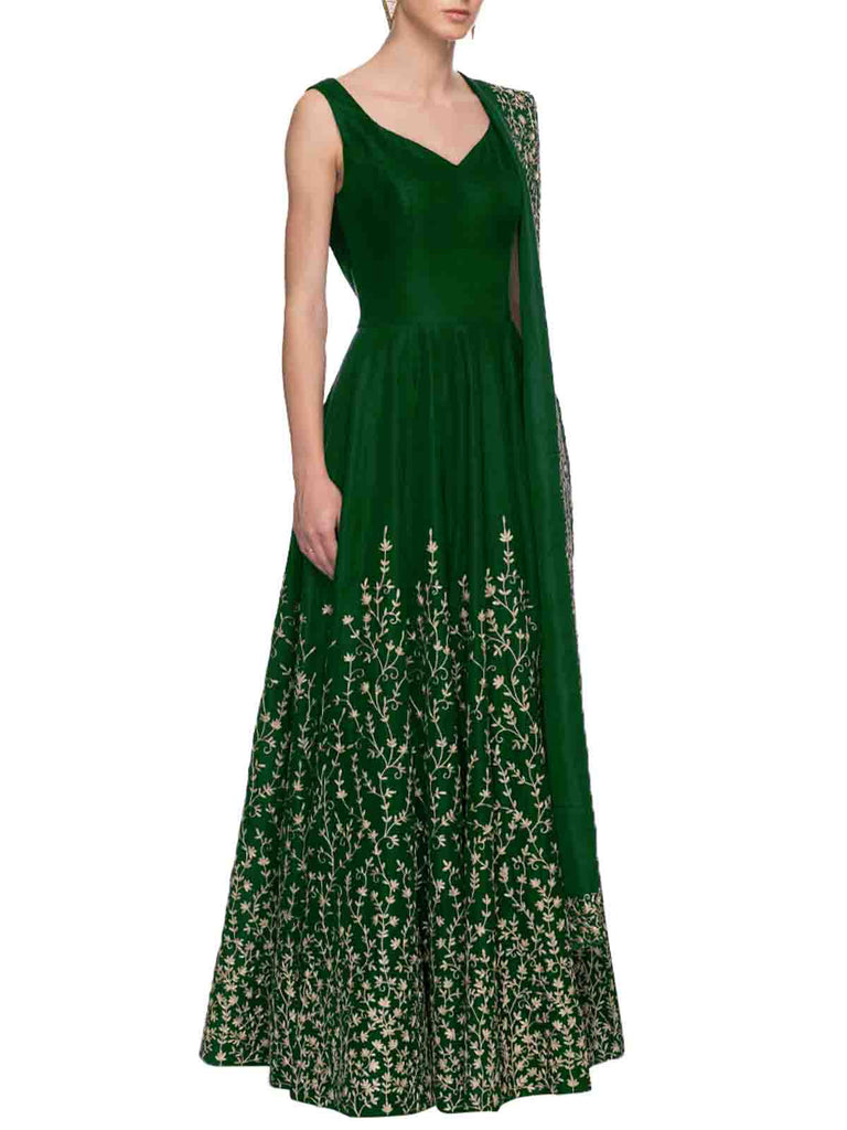 Modern Green Semi Stitched Gown Clothsvilla