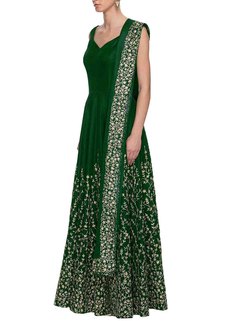 Modern Green Semi Stitched Gown Clothsvilla