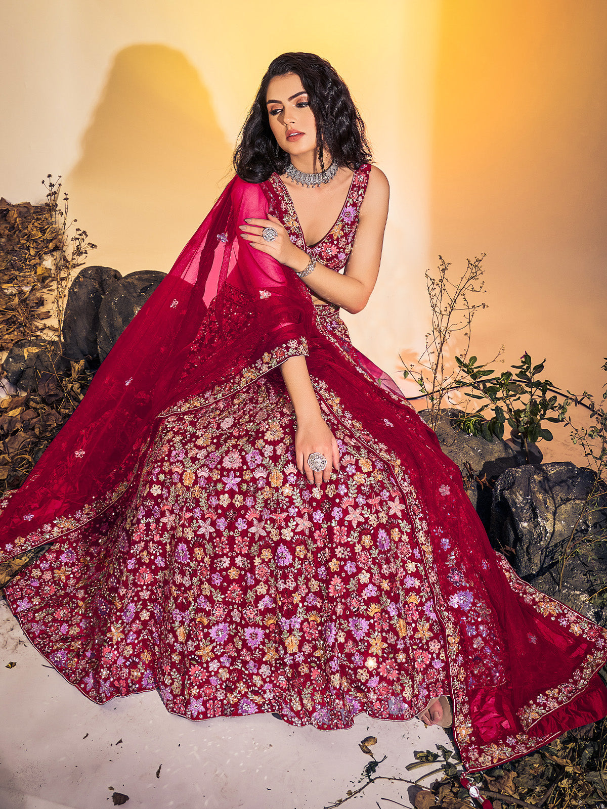 Beautiful Pink Soft Net Thread Work Stitched Lehenga Choli Set Clothsvilla