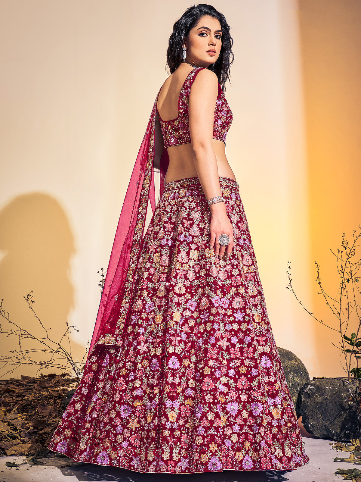 Beautiful Pink Soft Net Thread Work Stitched Lehenga Choli Set Clothsvilla