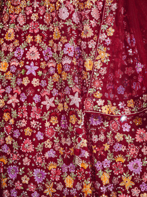 Beautiful Pink Soft Net Thread Work Stitched Lehenga Choli Set Clothsvilla