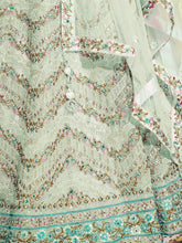 Load image into Gallery viewer, Classic Sea Green Soft Net Thread Work Stitched Lehenga Choli Set Clothsvilla