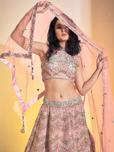 Load image into Gallery viewer, Designer Pink Soft Net Thread Work Stitched Lehenga Choli Set Clothsvilla