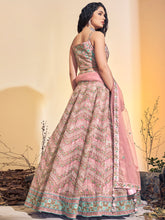 Load image into Gallery viewer, Designer Pink Soft Net Thread Work Stitched Lehenga Choli Set Clothsvilla