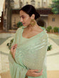 Load image into Gallery viewer, Green Georgette Saree With Unstitched Blouse Clothsvilla